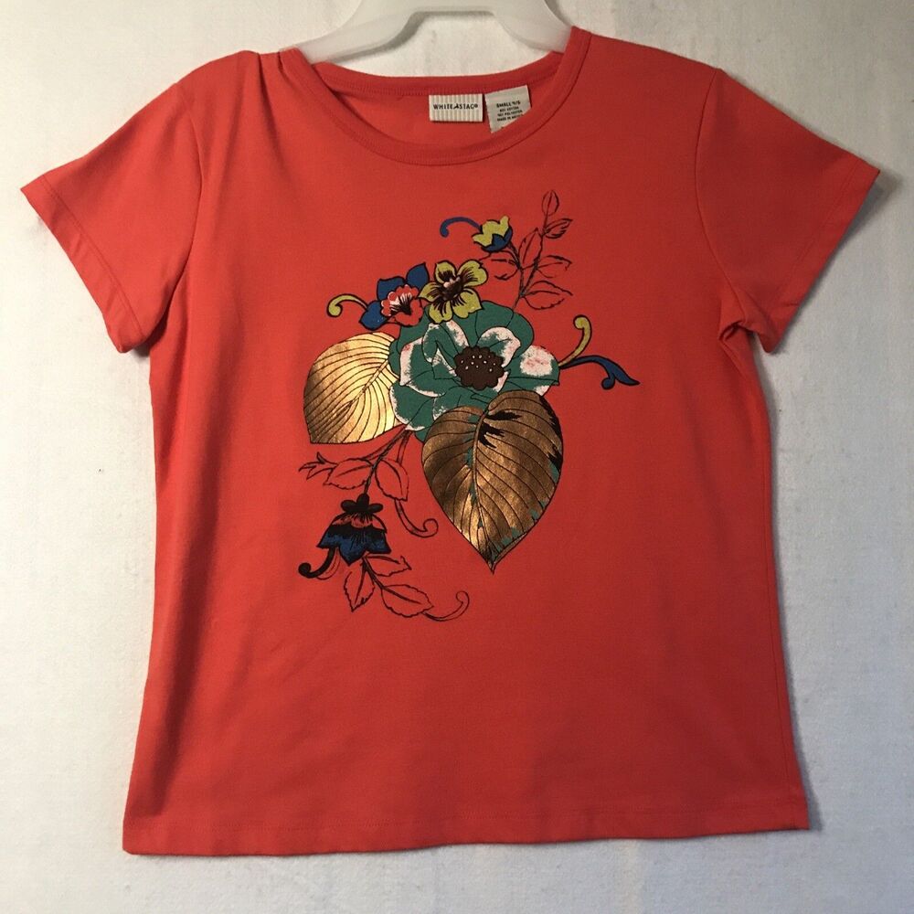 NWT White Stag Orange Small Women’s Short Sleeve Top Blouse T Shirt